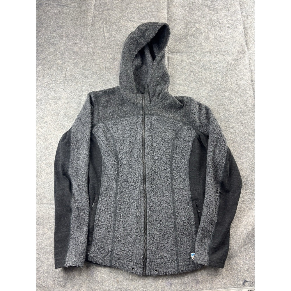 Kuhl Women's S Kozet Gray Wool Blend Sherpa Hooded Long Sleeve Jacket Outdoorsy